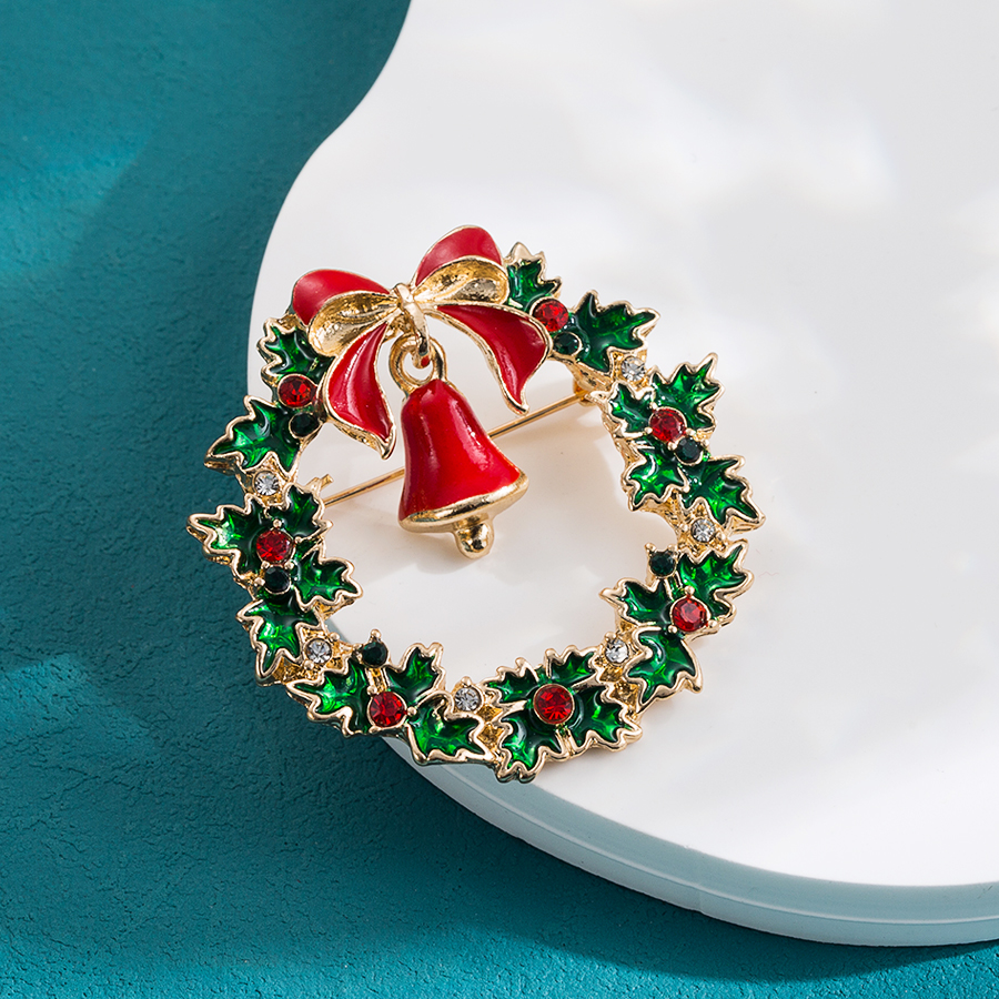 Cute Sweet Christmas Tree Bow Knot Snowman Alloy Enamel Plating Inlay Rhinestones Unisex Brooches 1 Piece display picture 4