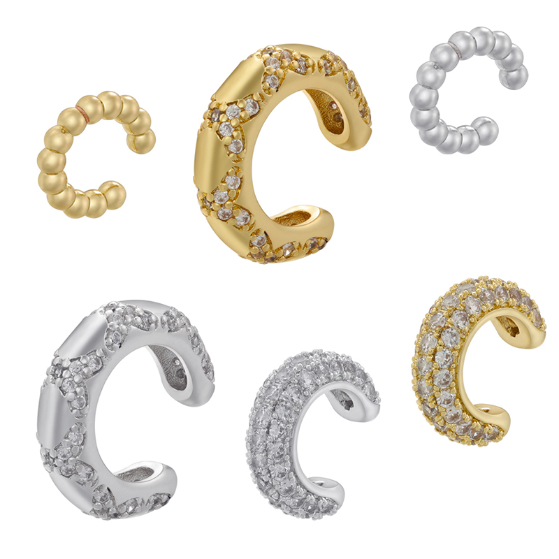 1 Paire Décontractée Style Classique Forme C Placage Incruster Le Cuivre Zircon Plaqué Or 18k Clips D'oreille display picture 7