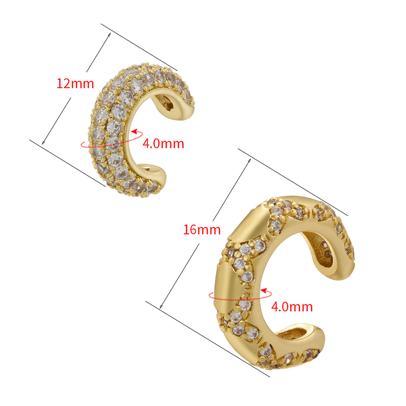 1 Pair Casual Classic Style C Shape Plating Inlay Copper Zircon 18k Gold Plated Ear Cuffs display picture 8