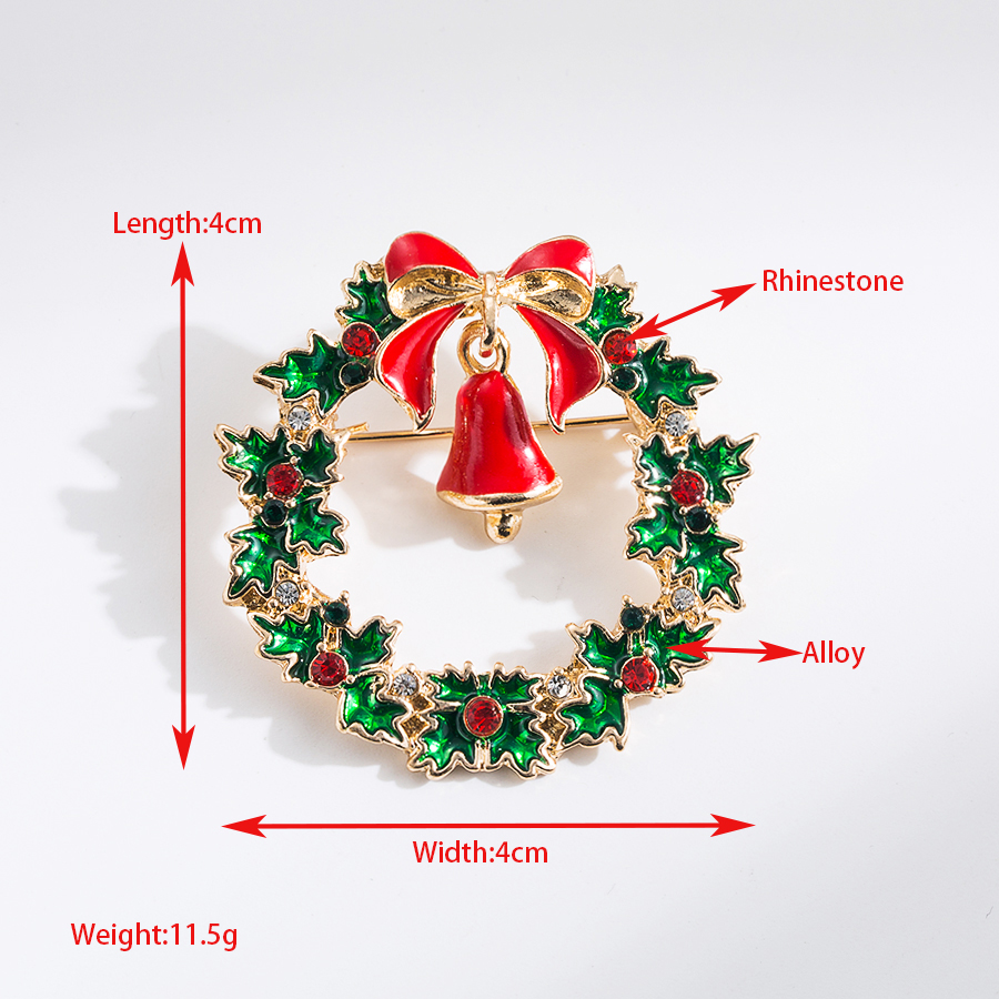 Cute Sweet Christmas Tree Bow Knot Snowman Alloy Enamel Plating Inlay Rhinestones Unisex Brooches 1 Piece display picture 1