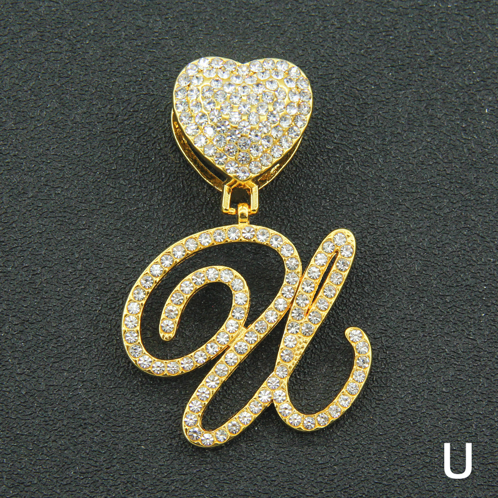 Simple Style Shiny Letter Alloy Inlay Rhinestones Unisex Charms Necklace display picture 13