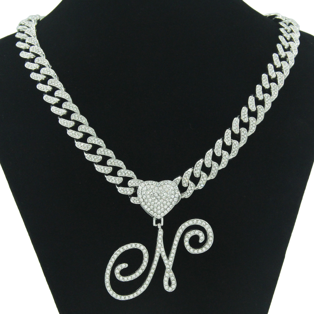 Simple Style Shiny Letter Alloy Inlay Rhinestones Unisex Charms Necklace display picture 5