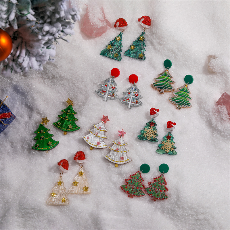 Wholesale Jewelry Vintage Style Christmas Tree Arylic No Inlaid Drop Earrings display picture 6