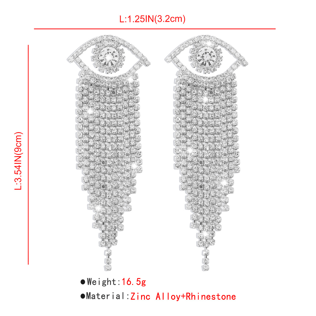 1 Pair Glam Simple Style Shiny Eye Inlay Alloy Rhinestones Drop Earrings display picture 5