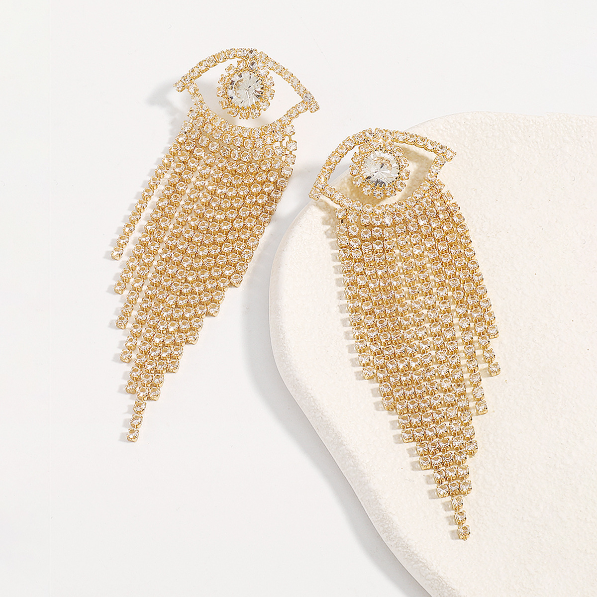 1 Paire Glamour Style Simple Brillant Œil Incruster Alliage Strass Boucles D'oreilles display picture 6
