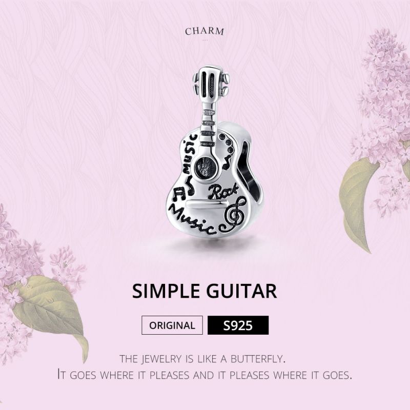Simple Style Guitar Round Sterling Silver Inlay Zircon Jewelry Accessories display picture 12