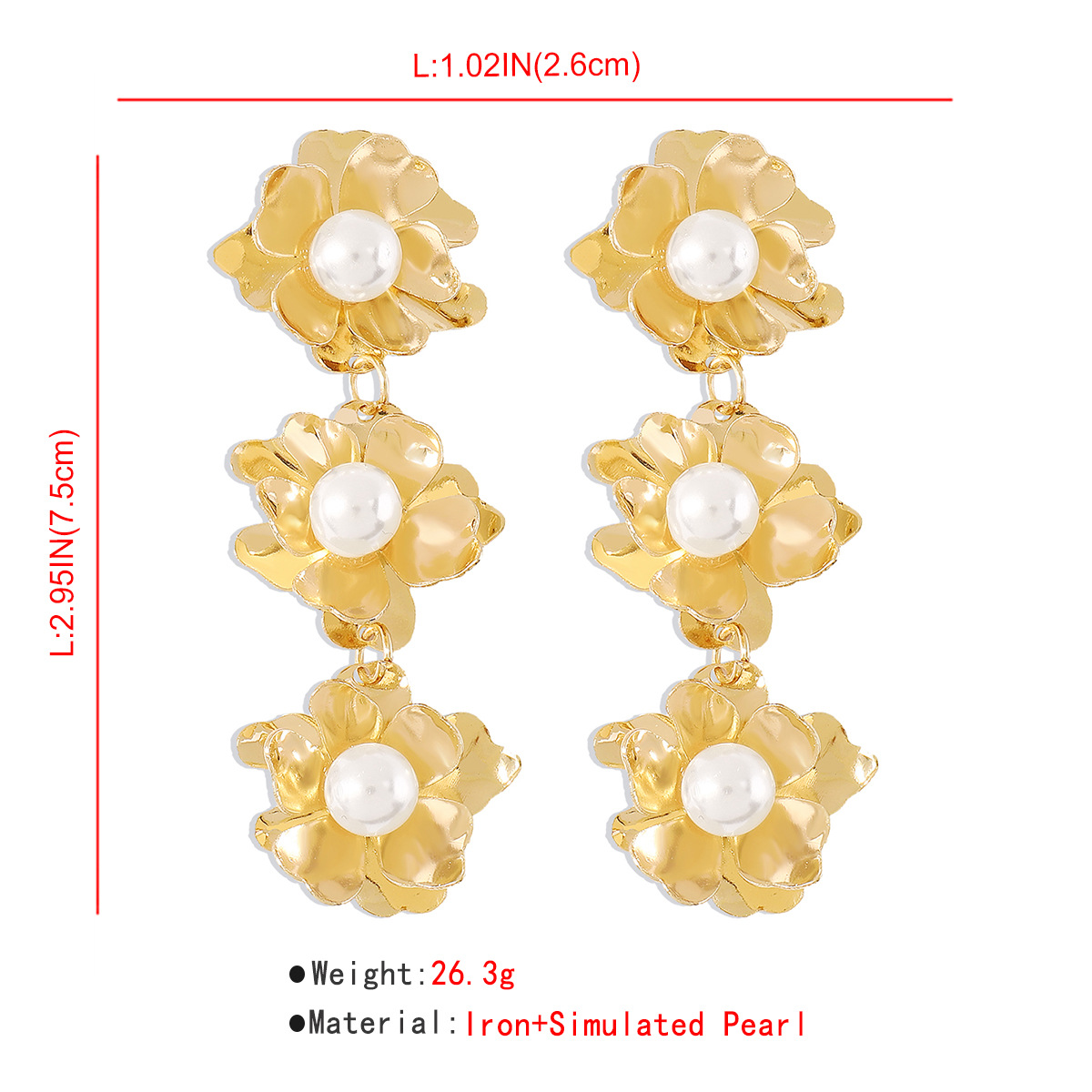 1 Pair Elegant Modern Style Simple Style Flower Imitation Pearl Iron Drop Earrings display picture 5