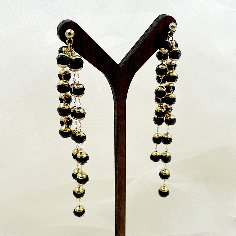 1 Pair Elegant Sweet British Style Tassel Plating 304 Stainless Steel Crystal Gold Plated Drop Earrings display picture 1