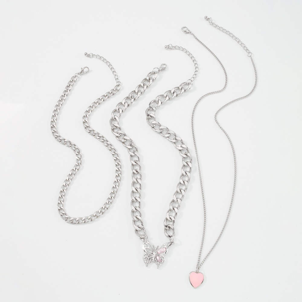 Modern Style Sweet Simple Style Heart Shape Alloy Enamel Inlay Rhinestones Women's Necklace display picture 1