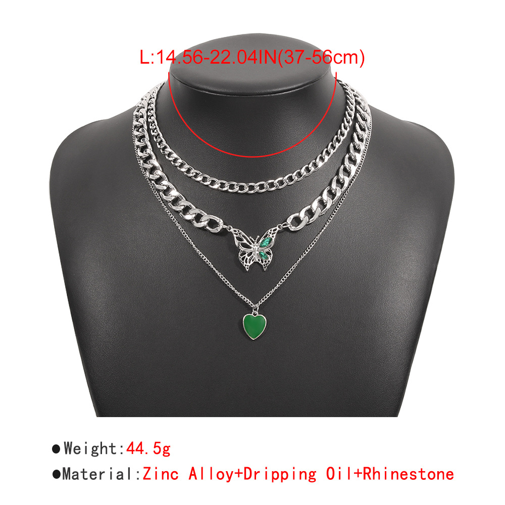 Modern Style Sweet Simple Style Heart Shape Alloy Enamel Inlay Rhinestones Women's Necklace display picture 6