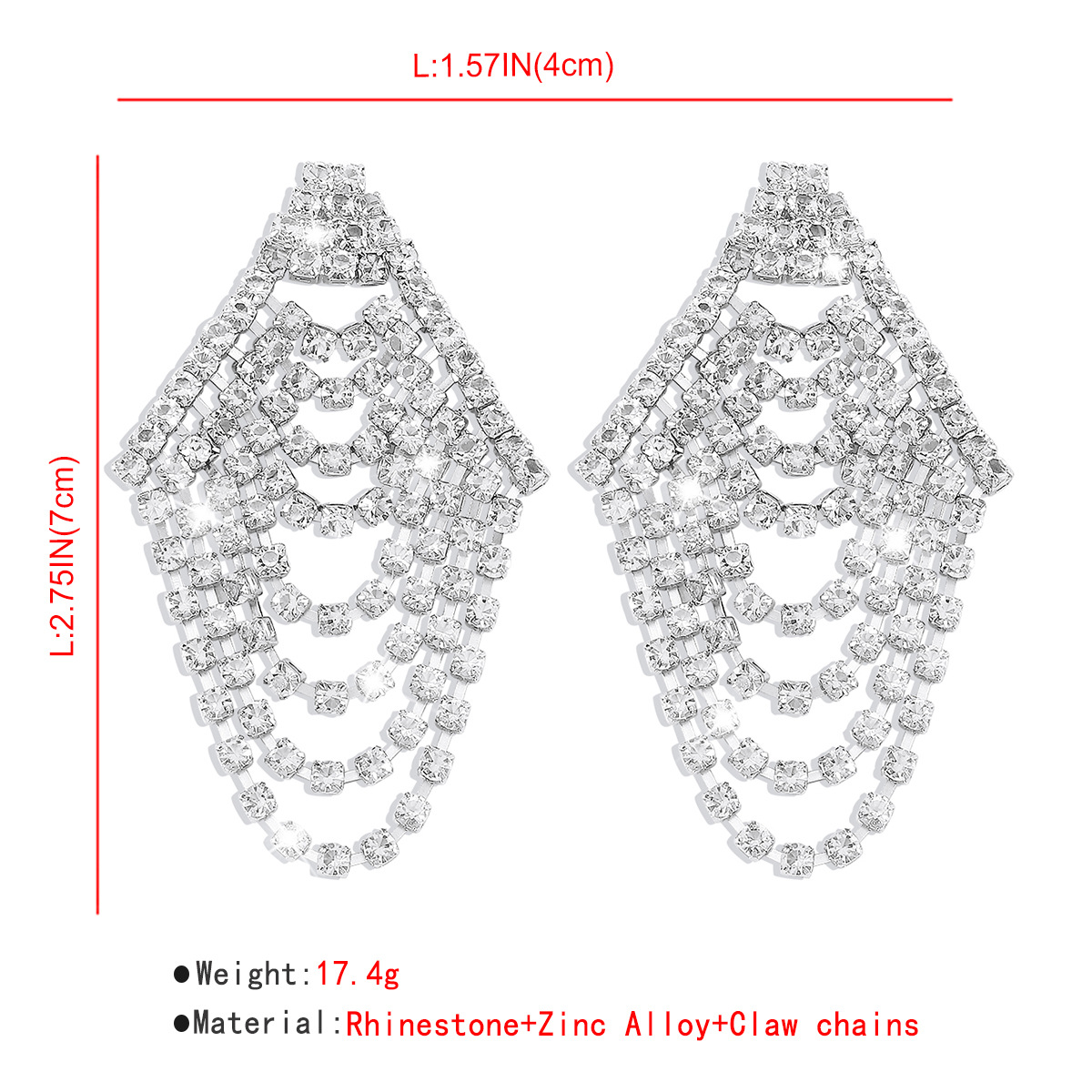 1 Pair Modern Style Simple Style Shiny Tassel Inlay Alloy Rhinestones Drop Earrings display picture 5