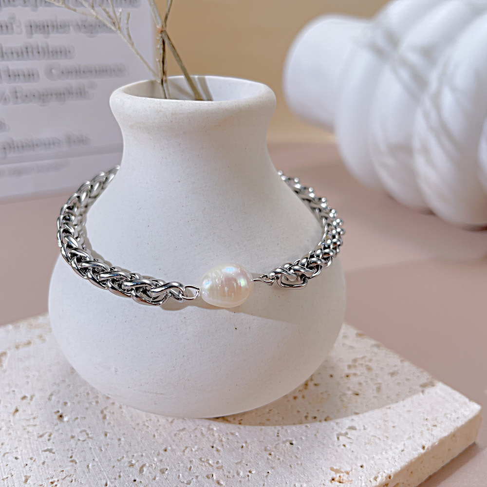 Style Simple Perle Acier Inoxydable 304 Perle D'eau Douce Perle D'eau Douce Bracelets En Masse display picture 11