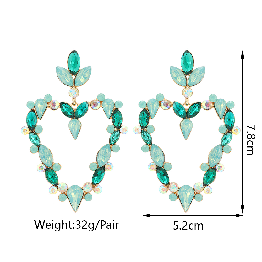 Wholesale Jewelry Exaggerated Luxurious Romantic Heart Shape Zinc Alloy Rhinestones Plating Inlay Drop Earrings display picture 1