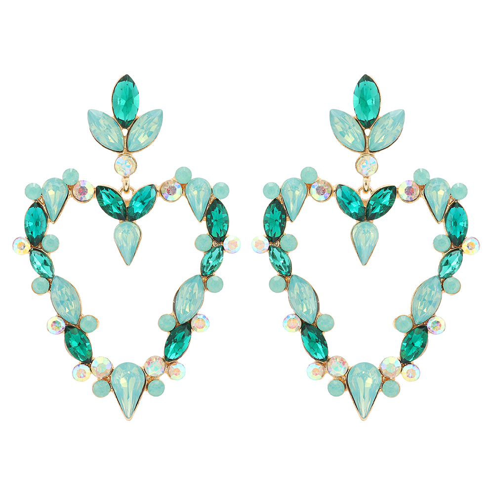 Wholesale Jewelry Exaggerated Luxurious Romantic Heart Shape Zinc Alloy Rhinestones Plating Inlay Drop Earrings display picture 2