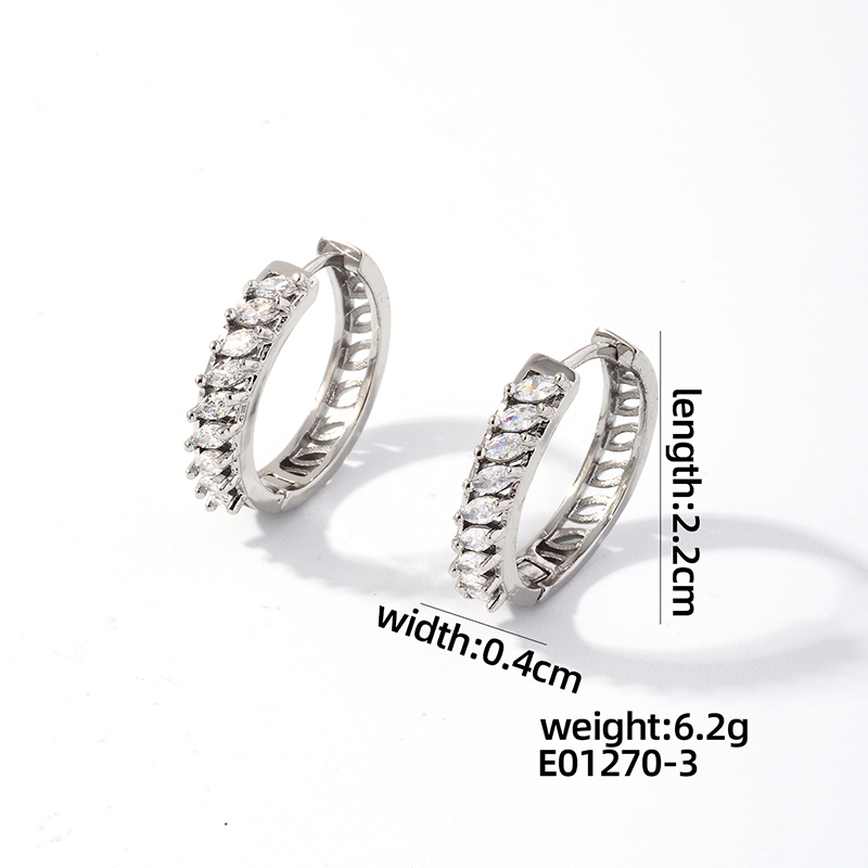 1 Pair Casual Simple Style Round Plating Inlay Copper Zircon K Gold Plated Hoop Earrings display picture 1
