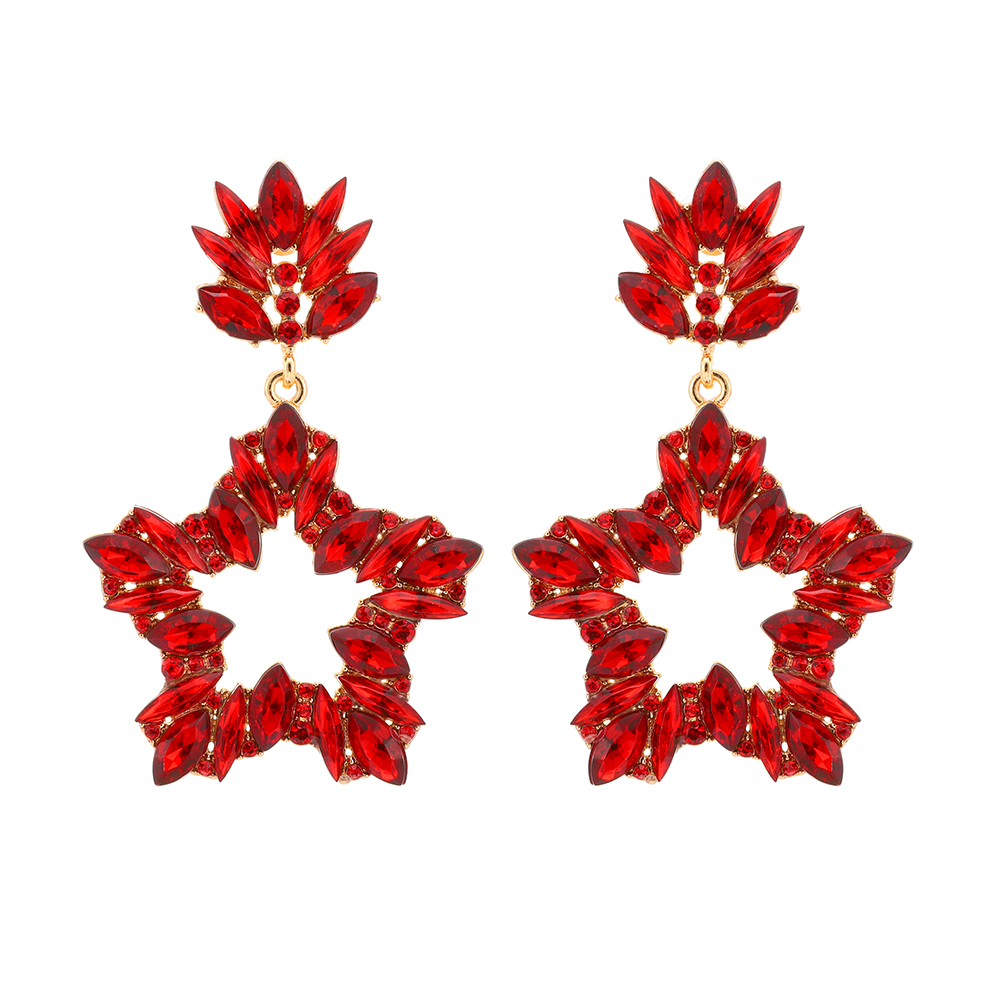 Wholesale Jewelry Glam Luxurious Shiny Pentagram Zinc Alloy Rhinestones Plating Hollow Out Inlay Dangling Earrings display picture 4