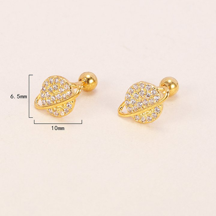 1 Pair Handmade Round Plating Inlay Copper Zircon 18K Gold Plated Ear Studs display picture 1
