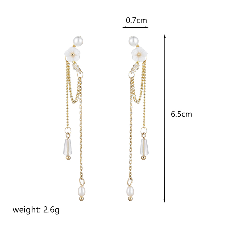 1 Pair Ig Style Flower Plating Chain Inlay Copper Artificial Crystal Freshwater Pearl Zircon 14k Gold Plated Drop Earrings display picture 6