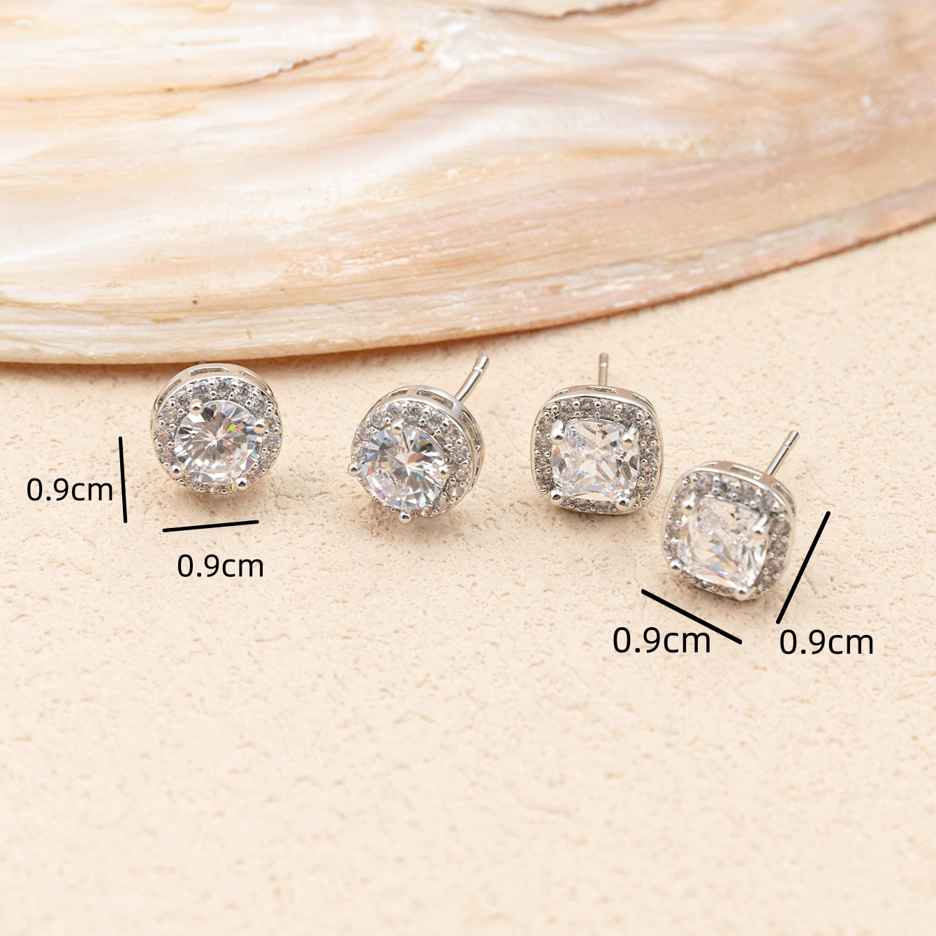 2 Pairs Elegant Square Plating Inlay Copper Zircon Silver Plated Ear Studs display picture 5