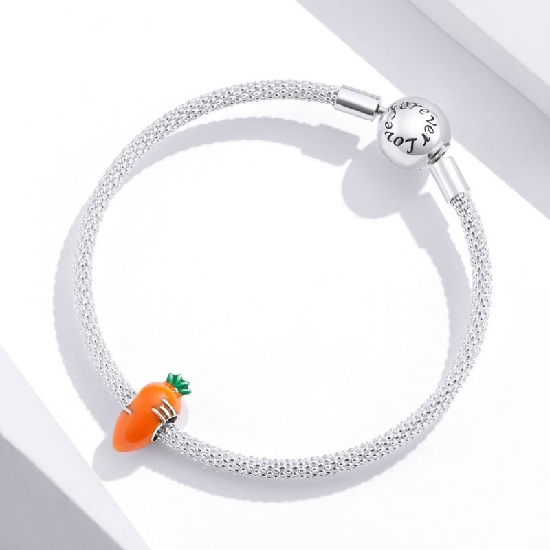 Casual Cute Bear Carrot Banana Sterling Silver Inlay Zircon Jewelry Accessories display picture 35