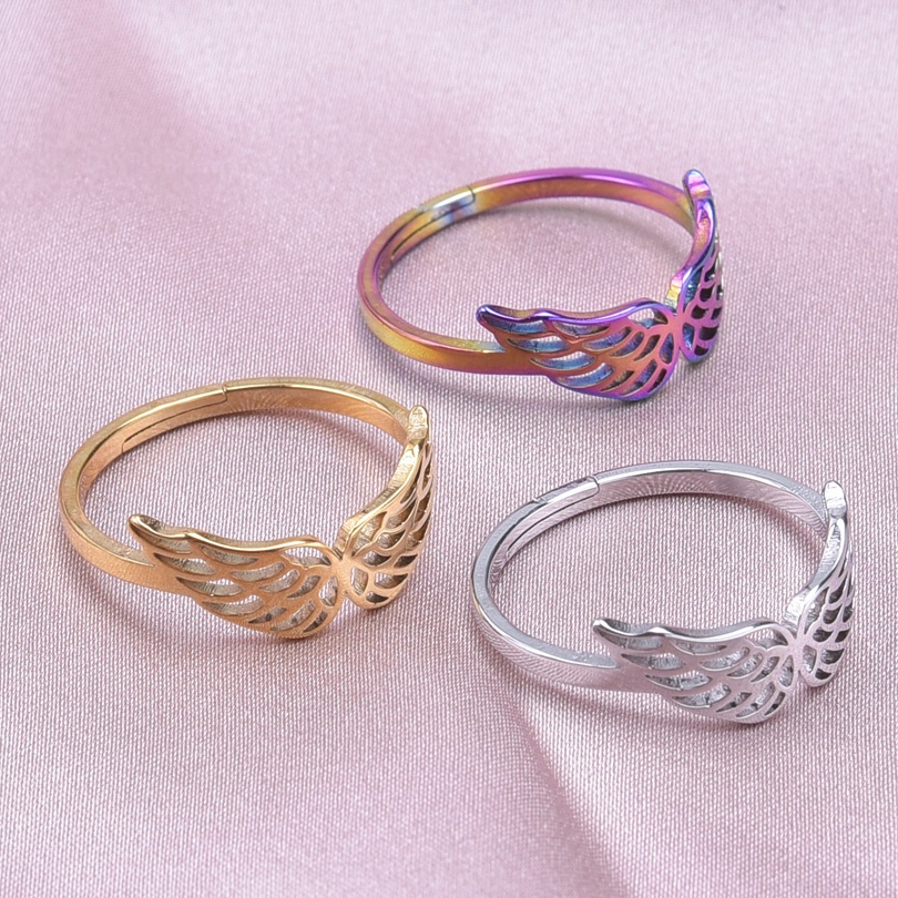 Wholesale Basic Wings Stainless Steel Open Rings display picture 4