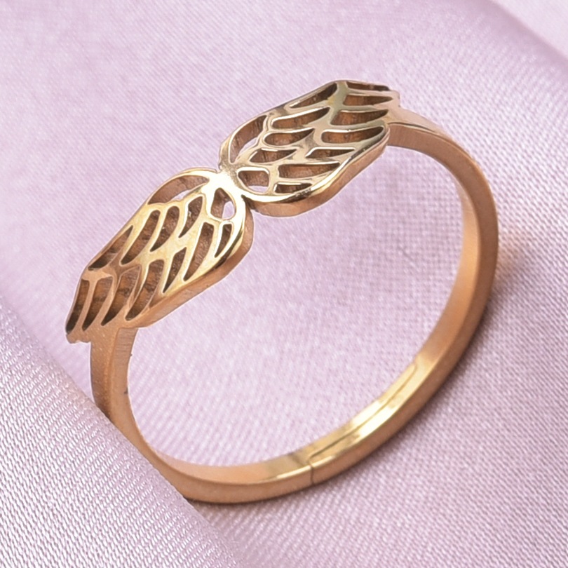 Wholesale Basic Wings Stainless Steel Open Rings display picture 6