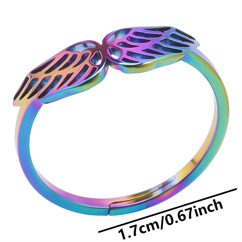 Wholesale Basic Wings Stainless Steel Open Rings display picture 7