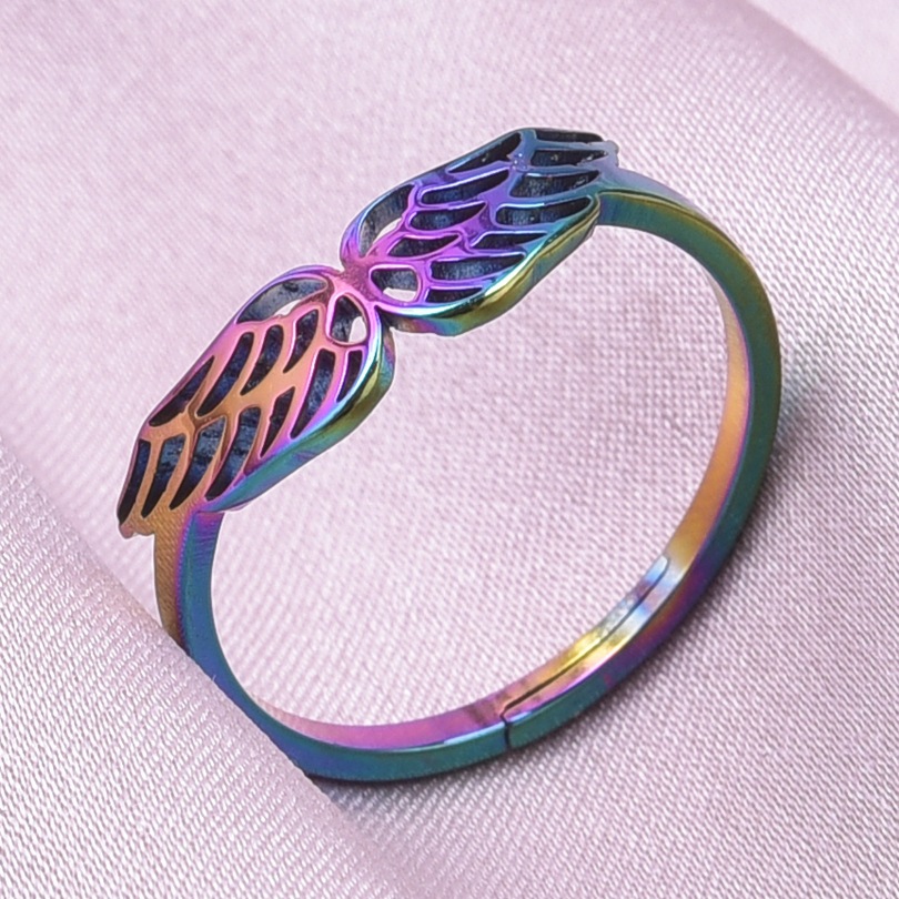 Wholesale Basic Wings Stainless Steel Open Rings display picture 8