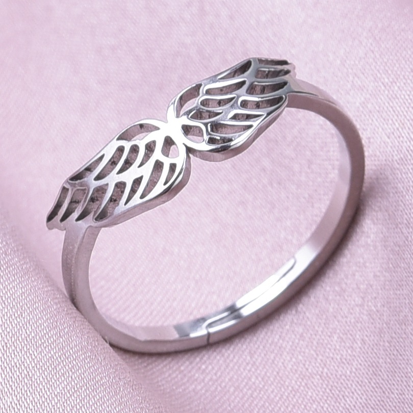 Wholesale Basic Wings Stainless Steel Open Rings display picture 10