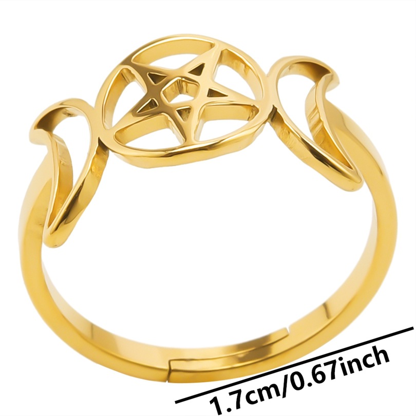 Wholesale Basic Star Moon Stainless Steel Open Rings display picture 5