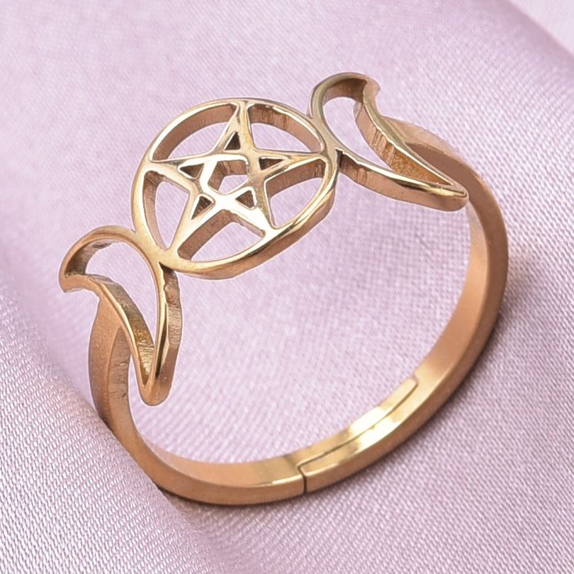 Wholesale Basic Star Moon Stainless Steel Open Rings display picture 6