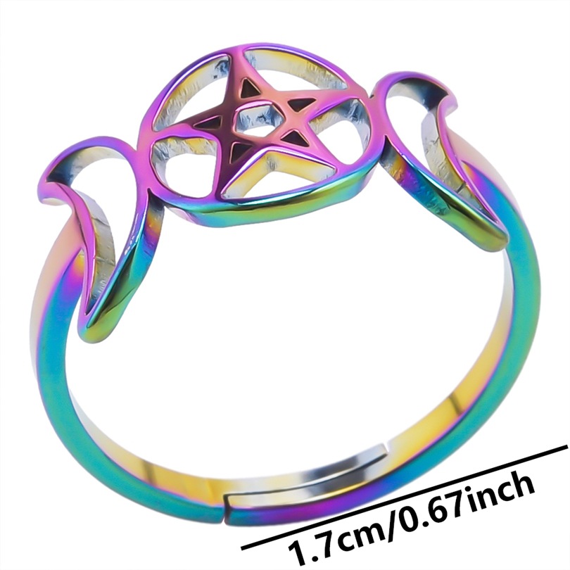 Wholesale Basic Star Moon Stainless Steel Open Rings display picture 7