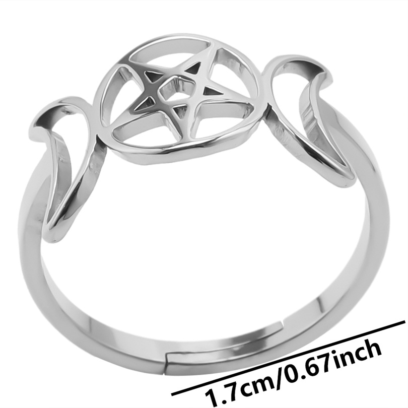 Wholesale Basic Star Moon Stainless Steel Open Rings display picture 9