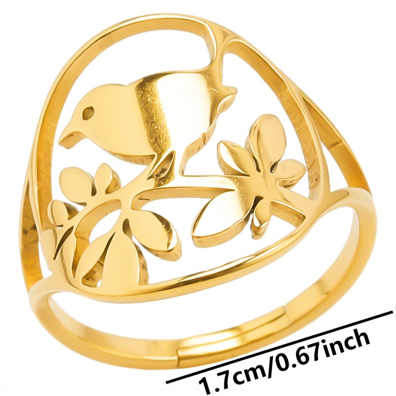 Wholesale Casual Bird Stainless Steel Open Rings display picture 5