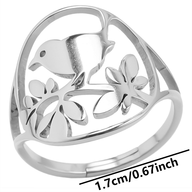 Wholesale Casual Bird Stainless Steel Open Rings display picture 9