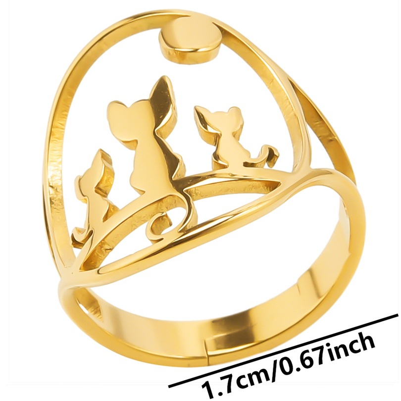 Wholesale Casual Cat Stainless Steel Open Rings display picture 5