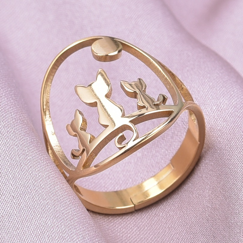 Wholesale Casual Cat Stainless Steel Open Rings display picture 6