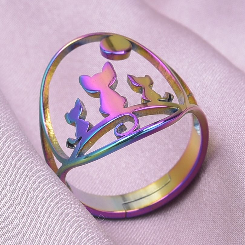 Wholesale Casual Cat Stainless Steel Open Rings display picture 8
