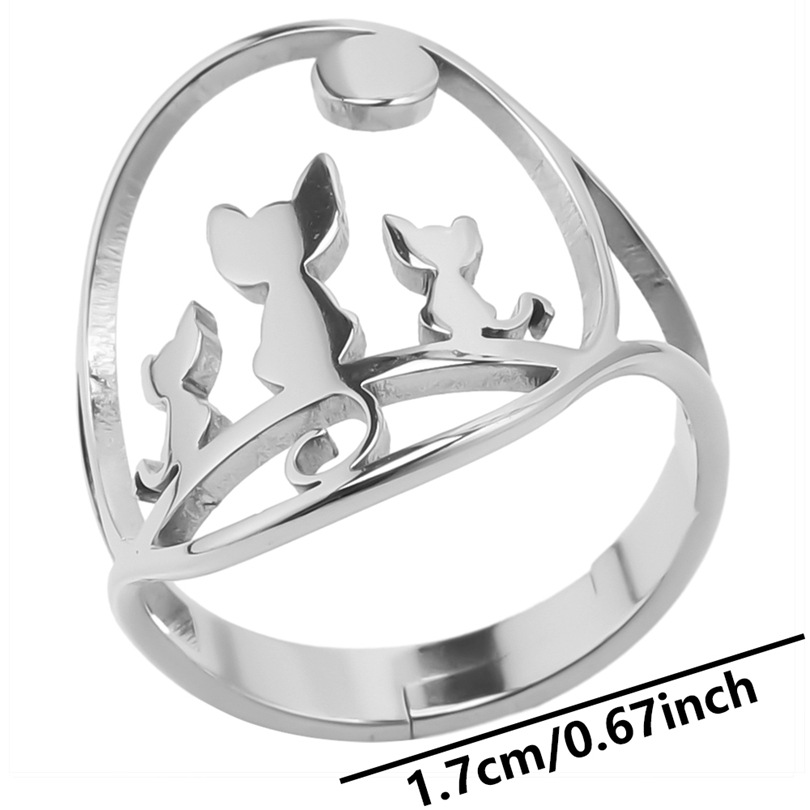 Wholesale Casual Cat Stainless Steel Open Rings display picture 9