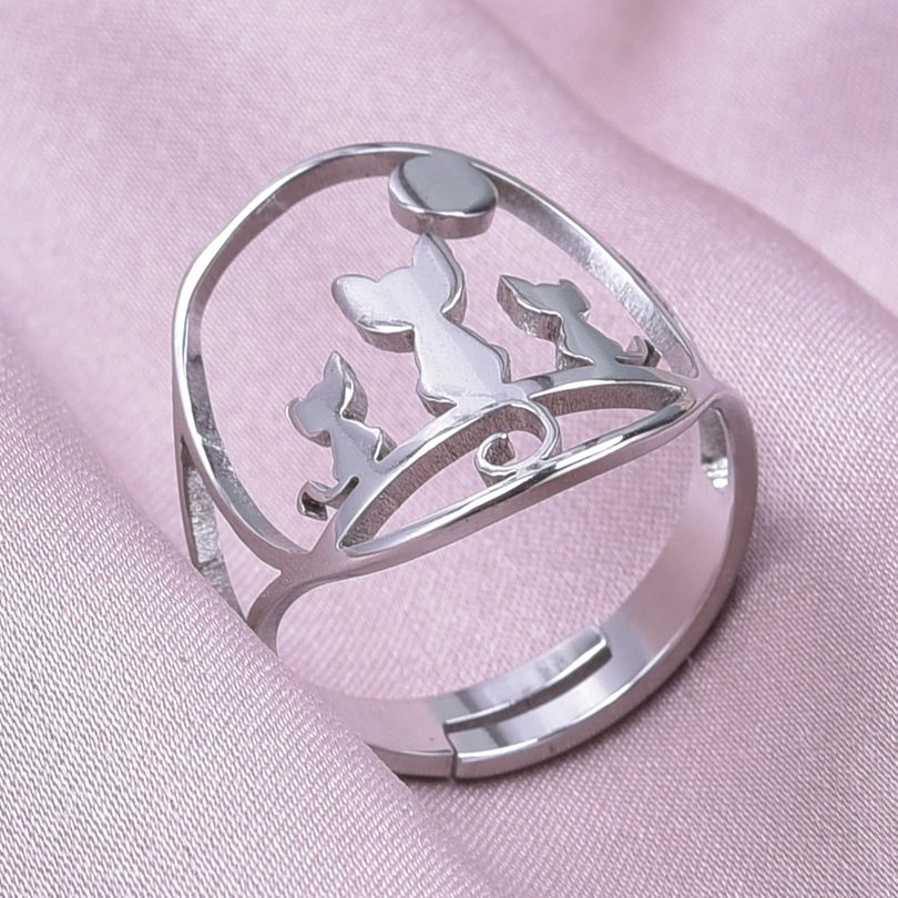 Wholesale Casual Cat Stainless Steel Open Rings display picture 10