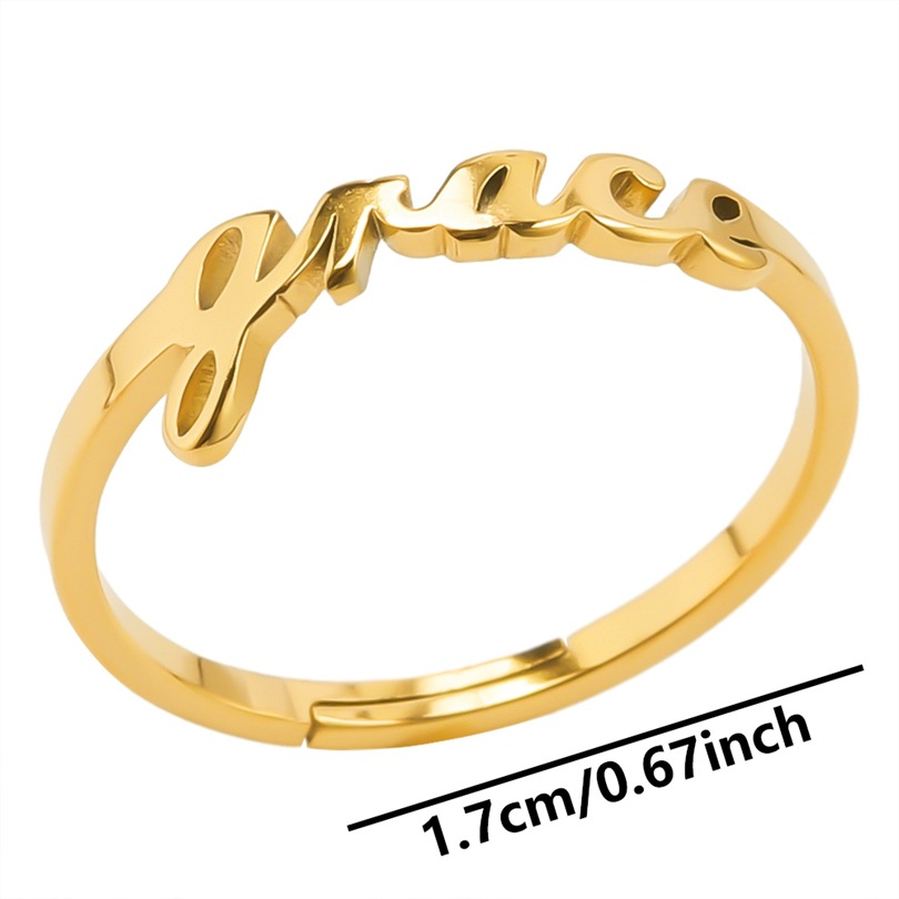 Venta Al Por Mayor Estilo Simple Letra Acero Inoxidable Anillos Abiertos display picture 4