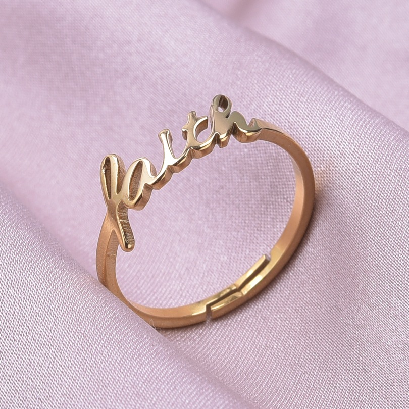 Wholesale Simple Style Letter Stainless Steel Open Rings display picture 6