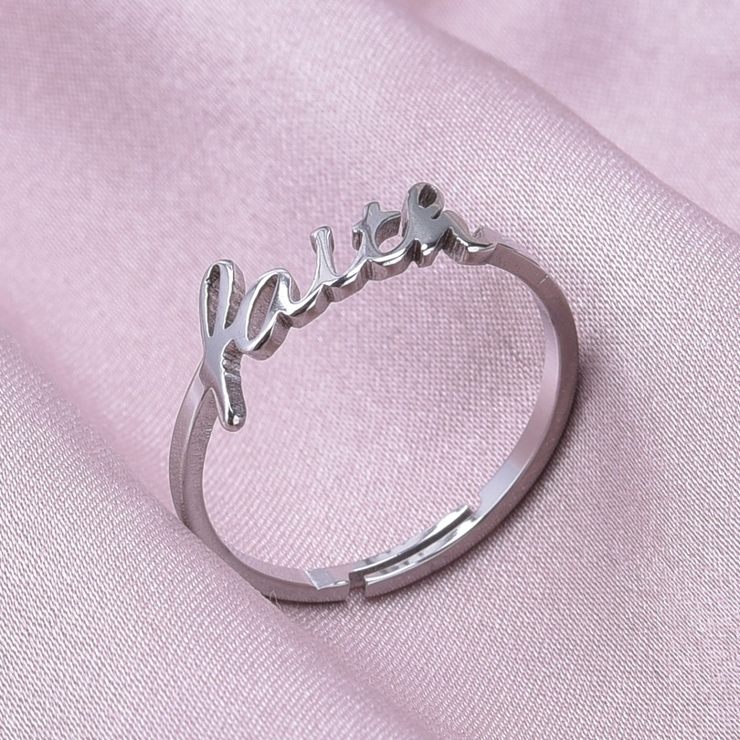 Wholesale Simple Style Letter Stainless Steel Open Rings display picture 10