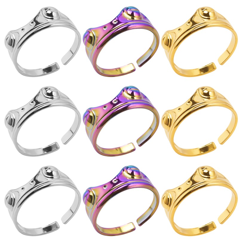 Wholesale Basic Geometric Stainless Steel Plating Open Rings display picture 1