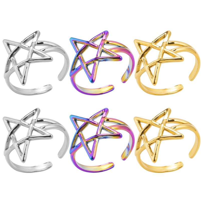 Wholesale Modern Style Star Stainless Steel Plating Open Rings display picture 1