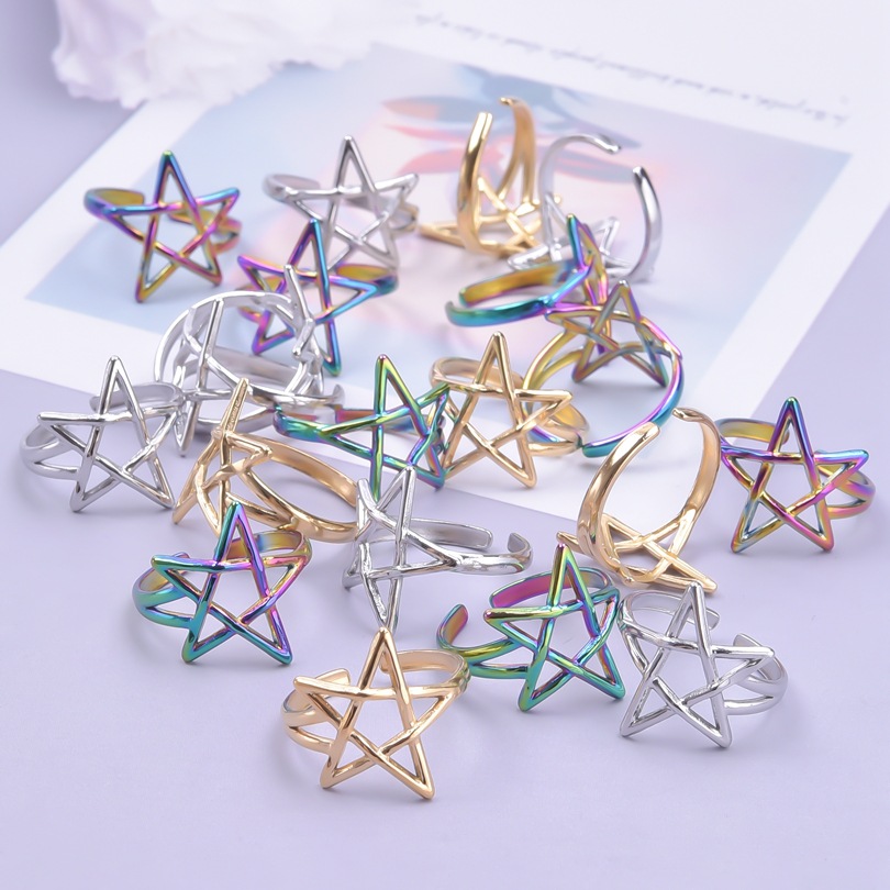 Wholesale Modern Style Star Stainless Steel Plating Open Rings display picture 2