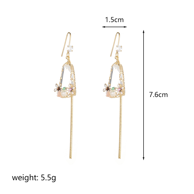 1 Pair Ig Style Multicolor Plating Inlay Metal Copper Artificial Crystal Resin Zircon 14k Gold Plated Drop Earrings Ear Studs display picture 2