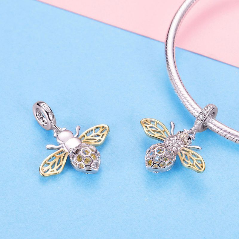 Casual Shiny Bee Sterling Silver Inlay Zircon Jewelry Accessories display picture 17