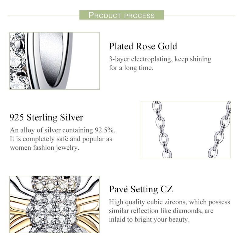 Casual Shiny Bee Sterling Silver Inlay Zircon Jewelry Accessories display picture 15