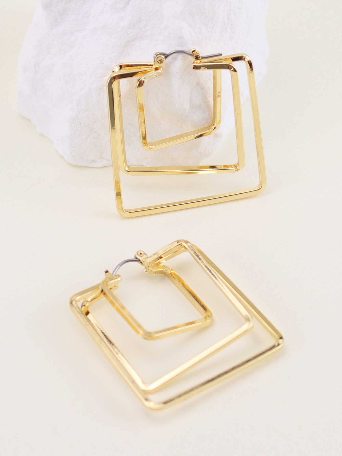 1 Pair Basic Square Iron Earrings display picture 1